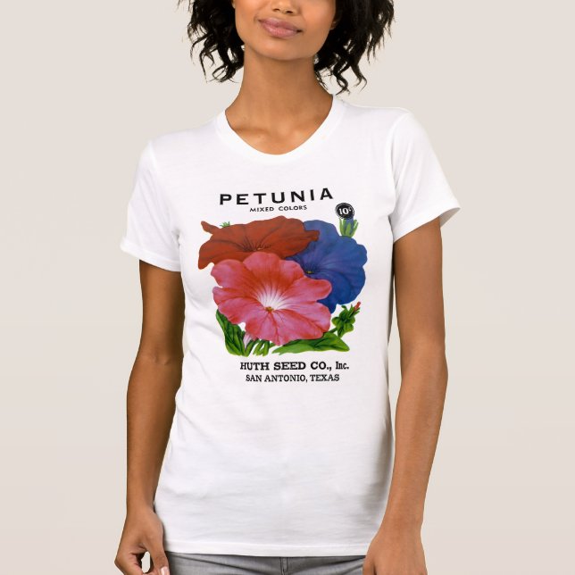 Camiseta Pacote de Semente de Petunia Vintage (Frente)