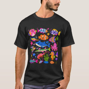 Camiseta Pacote de Stickers Color Splash Amigos do Mar