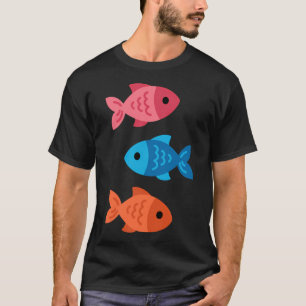 Camiseta Pacote Trio de Peixes Coloridos Fofos