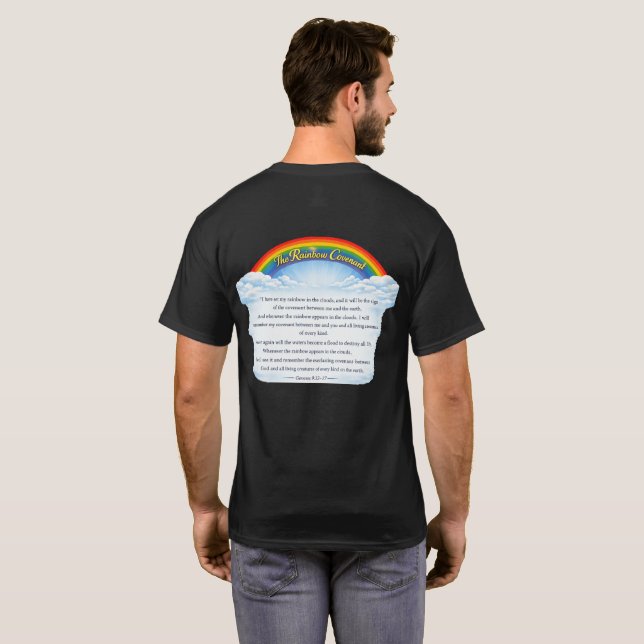 Camiseta Pacto do Arco-íris Sobre Nuvens (Parte Traseira Completa)
