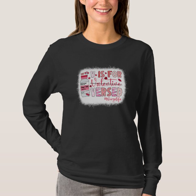 Camiseta PACU CRNA ICU ER Nurse V Is For Versed Valentines  (Frente)