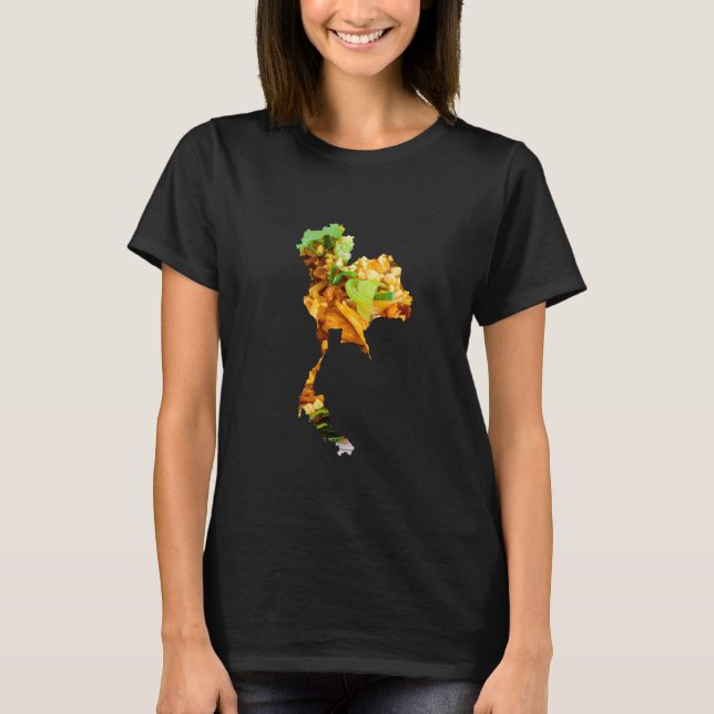 Camiseta Pad Thai de Frango em forma da Tailândia (Frente)