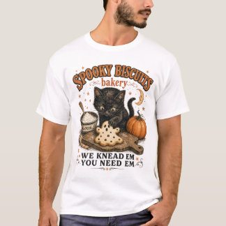 Camiseta Padaria de Biscoitos Assustadores Gato Preto Hallo