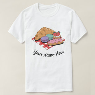 Camiseta Padaria de Éclair Croissant Personalizada para Ama