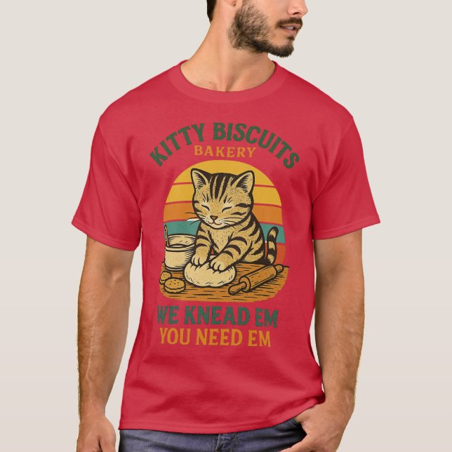 Camiseta Padaria Kitty Biscuits Gato Engraçado Assando (Frente)