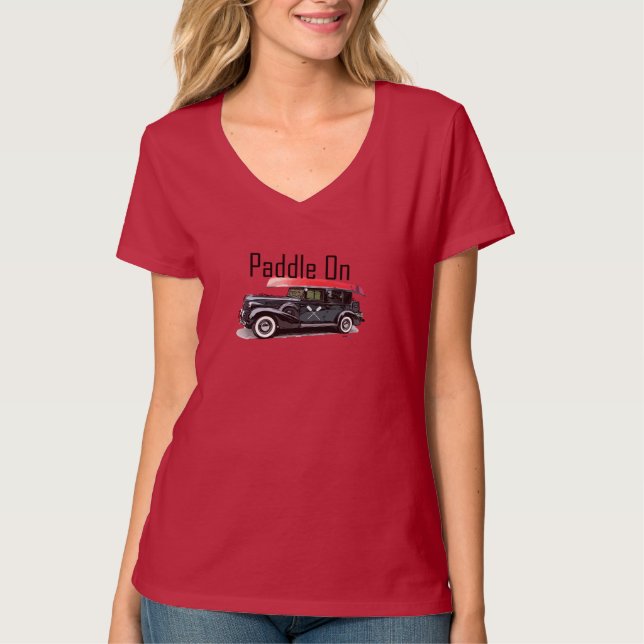 Camiseta Paddle na Design de carro clássico - V-Nec básico  (Frente)
