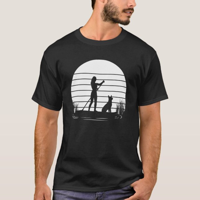 Camiseta Paddleboard Dog Sup Stand Up Paddle Conselho (Frente)