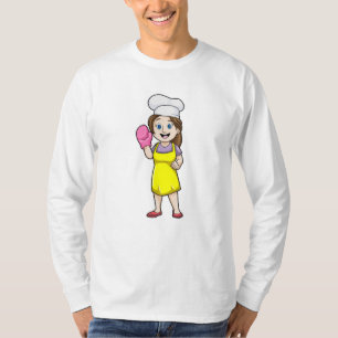 Camiseta Padeiro com avental de cozinha e luvas de forno