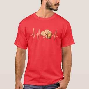 Camiseta Padel e Coração Batendo Cerveja Padel engraçado pa