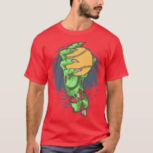 Camiseta Padel Halloween Zombie Mão Segurando Um Tênis De P