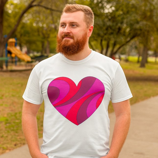 Camiseta Padrão abstrato de espiral vermelho e cor-de-rosa (Criador carregado)