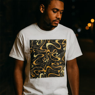 Camiseta Padrão Abstrato de Redemoinho Dourado