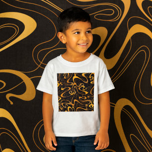 Camiseta Padrão Abstrato de Redemoinho Dourado