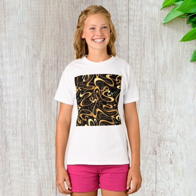 Camiseta Padrão Abstrato de Redemoinho Dourado (Criador carregado)