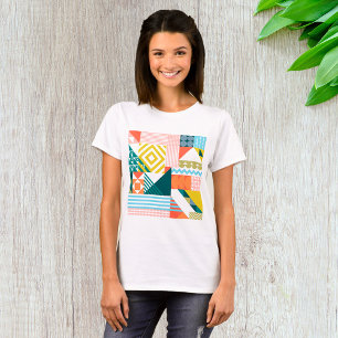 Camiseta Padrão Abstrato Geométrico Colorido