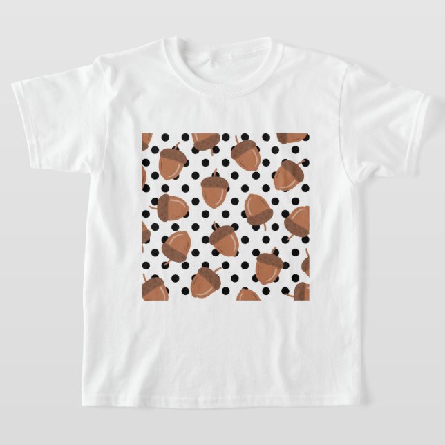 Camiseta Padrão Acorn Black Dots Autumn Y2K (Postura )
