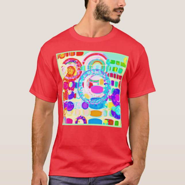 Camiseta Padrão Aleatório de Cores Vibrantes (Frente)