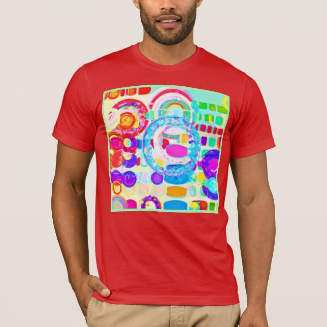 Camiseta Padrão Aleatório de Cores Vibrantes (Frente)