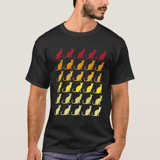 Camiseta Padrão Animal de Cat Retro (Frente)