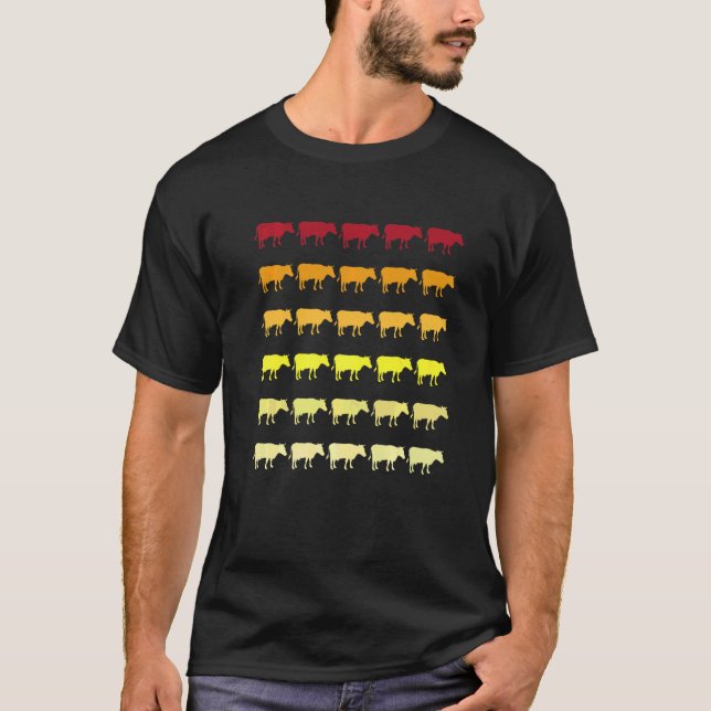 Camiseta Padrão Animal Retro Vaca (Frente)