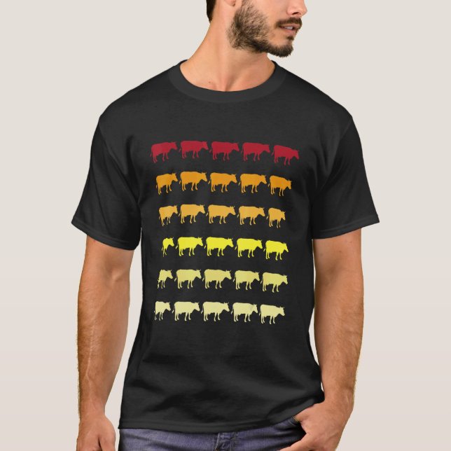 Camiseta Padrão Animal Retro Vaca (Frente)