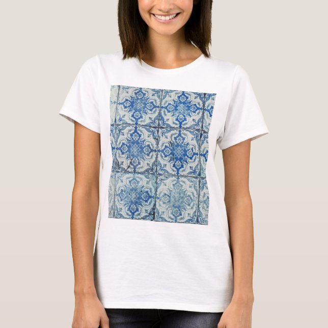 Camiseta Padrão Antiquado de Azulejos Portugueses - Azulejo (Frente)