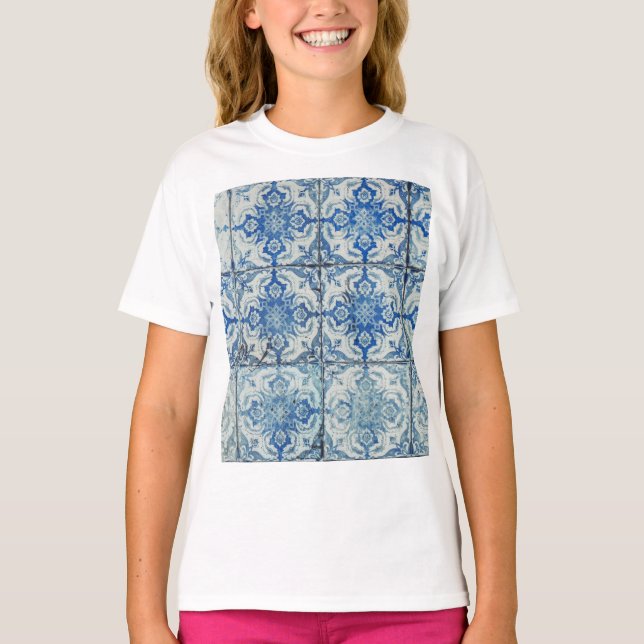 Camiseta Padrão Antiquado de Azulejos Portugueses - Azulejo (Frente)