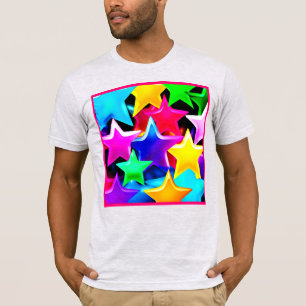 Camiseta Padrão Arco-Íris 3D estrelado
