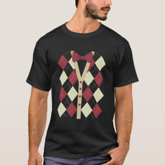 Camiseta Padrão Argyle Antigos 100 Dias de Escola