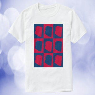 Camiseta Padrão arizona vermelho e azul