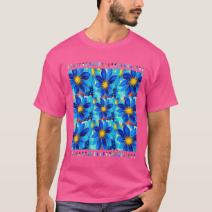 Camiseta Padrão bonito de flores azuis