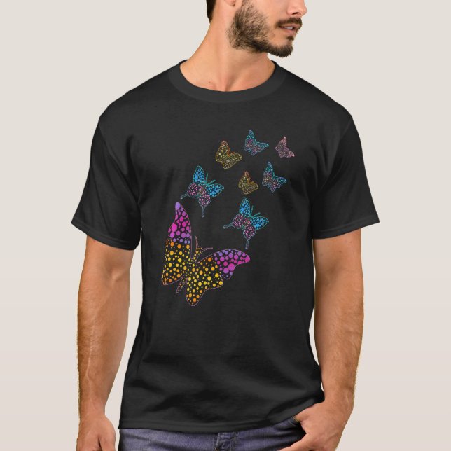 Camiseta Padrão - Borboleta Colorida Internacional de setem (Frente)