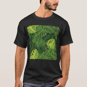 Camiseta Padrão Botânico de Folha de Monstera Tropical Gráf