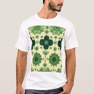 Camiseta Padrão Botânico Vintage Verde