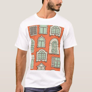 Camiseta Padrão Cênico da Janela Vintage