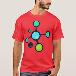 Camiseta Padrão científico das moléculas verdes azuis
