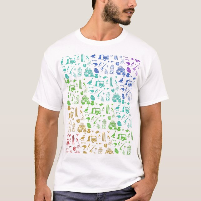 Camiseta Padrão colorido da Nova Zelândia (Frente)