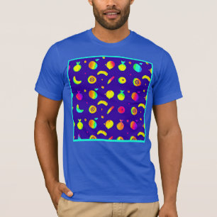 Camiseta Padrão Colorido de Fruta de Neon Tropical