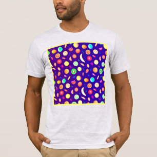 Camiseta Padrão Colorido de Fruta Tropical Neon