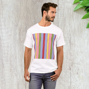 Camiseta Padrão Colorido de Stripes Verticais