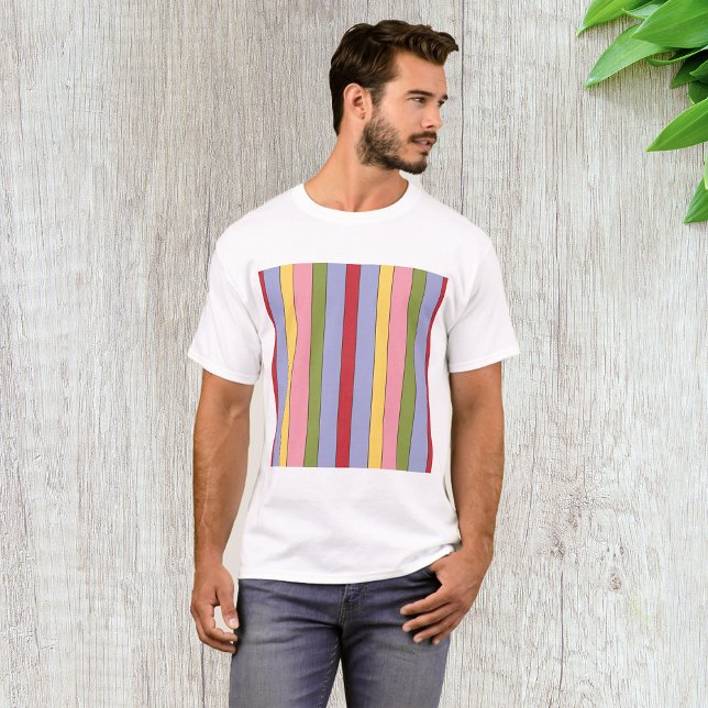 Camiseta Padrão Colorido de Stripes Verticais (Criador carregado)