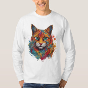 Camiseta padrão colorido do gato T-Shirt