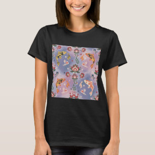 Camiseta Padrão contínuo de carpas Koi em estilo de arte po