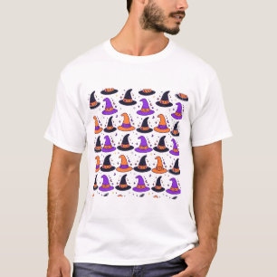 Camiseta Padrão contínuo de chapéu de bruxa Arte de Hallowe