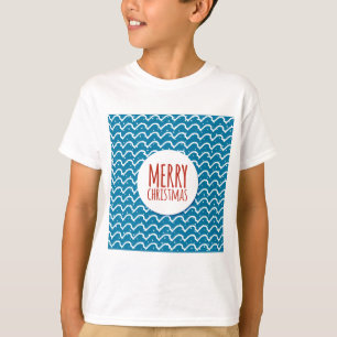 Camiseta Padrão contínuo de Feliz Natal Textura Azul