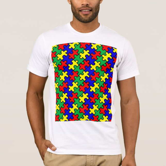 Camiseta Padrão contínuo de quebra-cabeça (Frente)