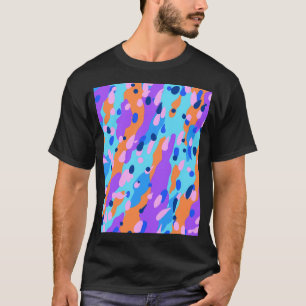 Camiseta Padrão Coral Colorido. Laranja E Azul.