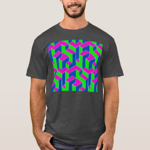 Camiseta Padrão Cúbico Luminoso 80s