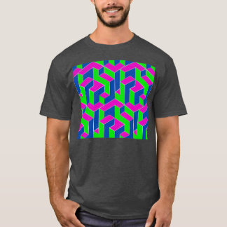 Camiseta Padrão Cúbico Luminoso 80s