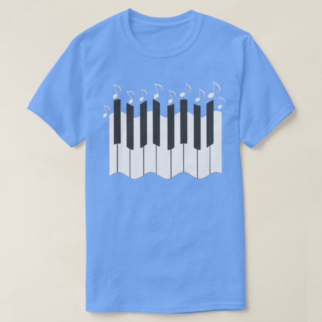 Camiseta padrão da chave de piano com notas musicais motif  (Frente do Design)